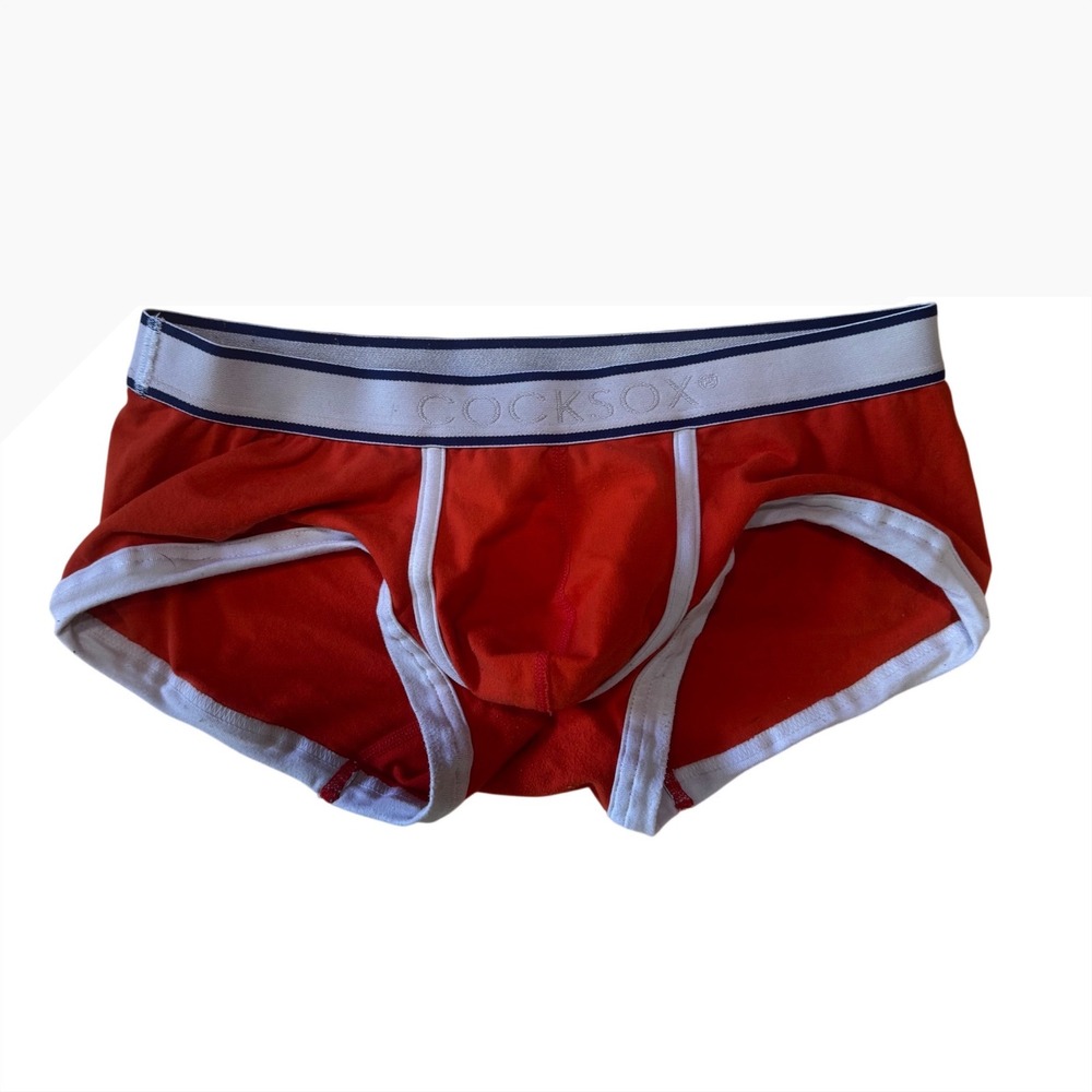 Cocksox Mens Brief Underwear Red White Small Supplex‎ Lycra CX01 Low Rise Sport